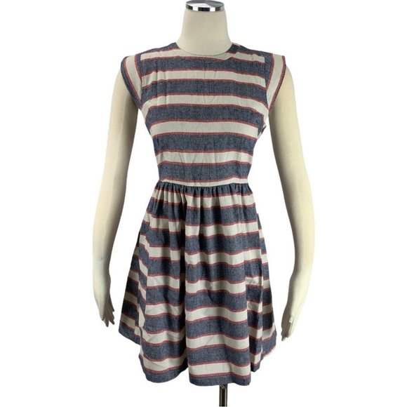 Freeway Small Dress Linen USA Red White Blue Cap S - Picture 1 of 6